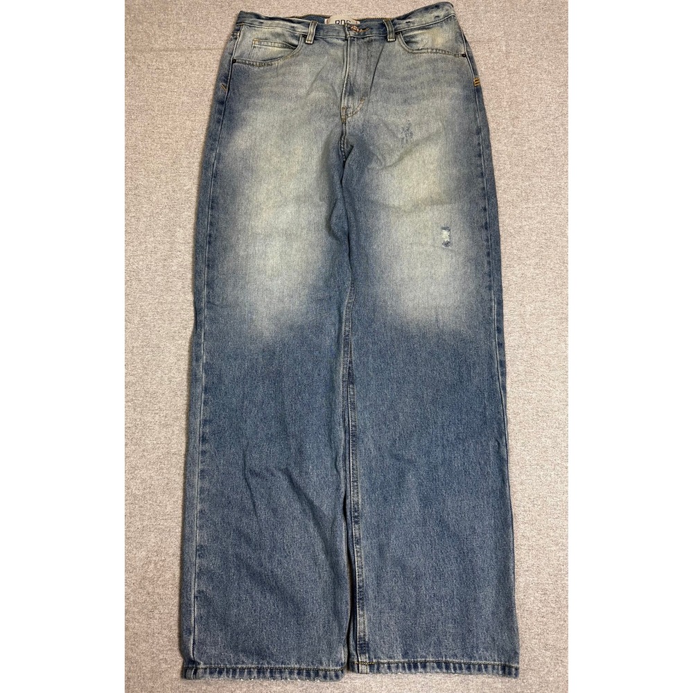 BDG Skate Fit Wide Leg Jeans Mens 32x32 Blue Light Wash Faded Distressed Denim